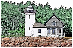 Narraguagus Lighthouse in Down East Maine -Digital Painting